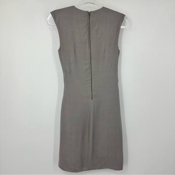 Helmut Draped Silk Gray Sleeveless Scoop Neck Midi Length Dress Size 0 - Picture 6 of 8